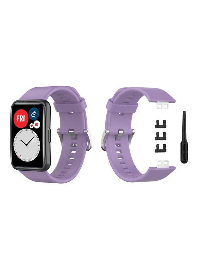 NIBEMINENT Buckle Silicone Replacement Band For Huawei Watch Purple - Image 1
