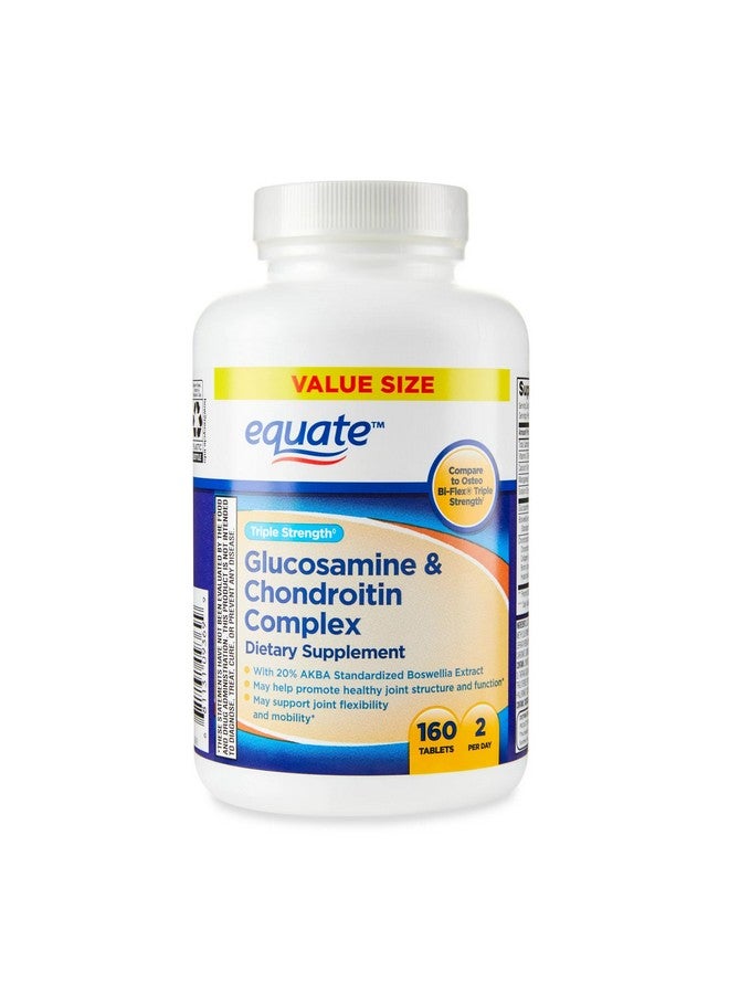 Equate أقراص مكمل غذائي معقد الجلوكوزامين وكوندرويتين ثلاثي القوة، حجم اقتصادي، 160 حبة - Image 1