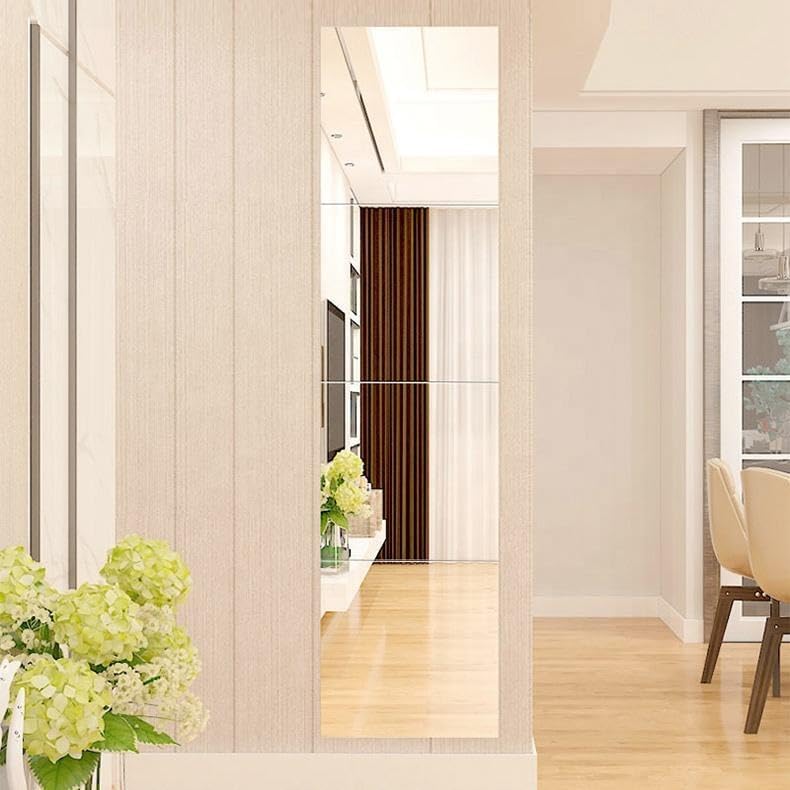 Fliptic Acrylic Mirror Like Tiles Full Length Square Mirror Tiles Non Adhesive Non-Glass Size: 30x30cm Acrylic Mirrors Stickers Unbreakable Acrylic Wall Silver - Image 3