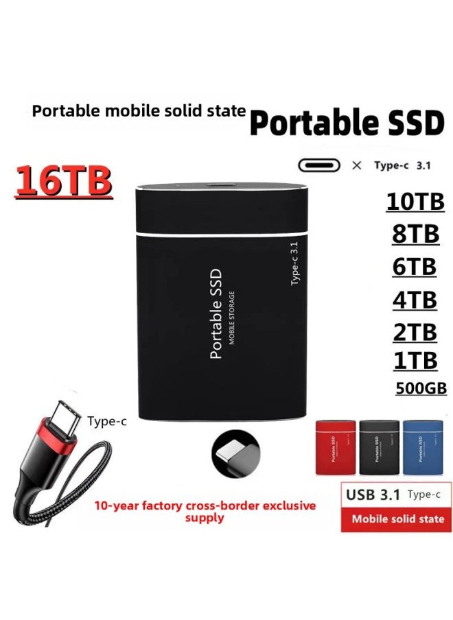 Generic SSD Mobile Solid State Drive Expansion Upgrade 16TB32TB64TB High-speed Transmission Mobile Hard Drive-Capacity:16tb (128gb Capacity Expansion)-Interface:Blue  - Image 1