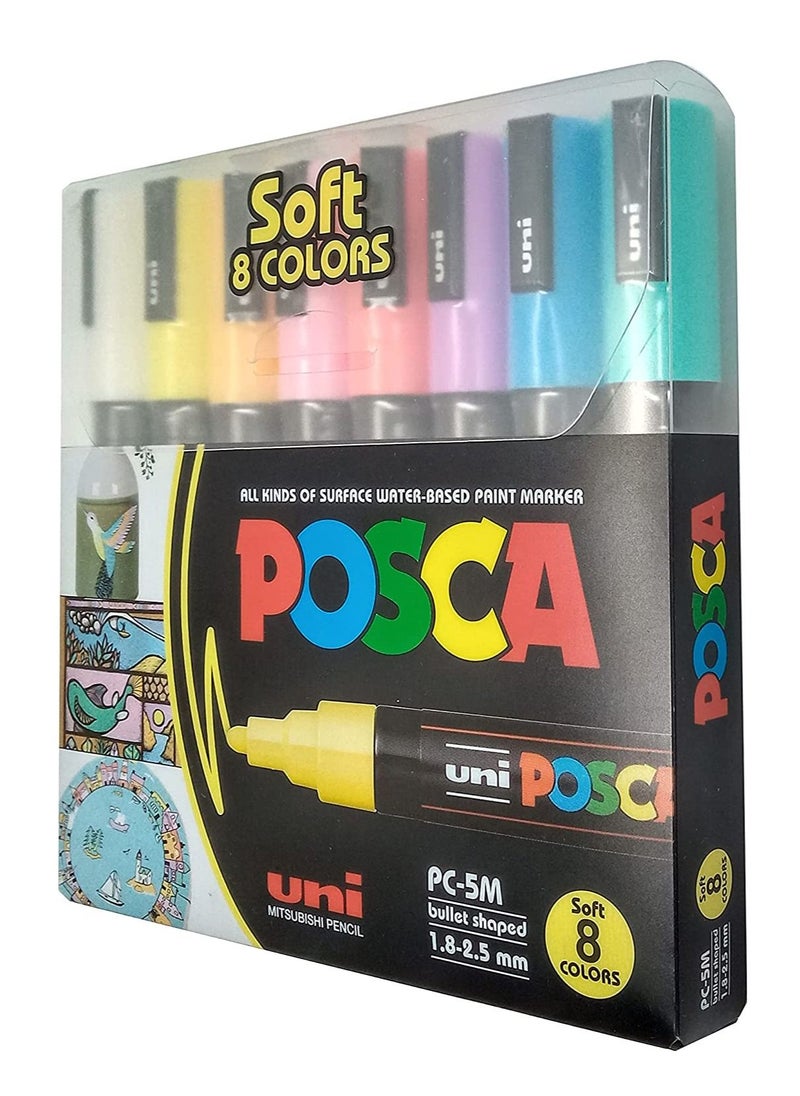 Uni 8-Piece POSCA Medium Tip Paint Marker Soft Colours  - Image 1