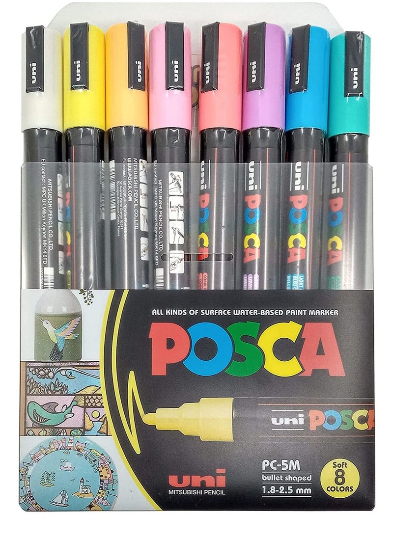 Uni 8-Piece POSCA Medium Tip Paint Marker Soft Colours  - Image 2