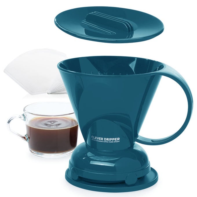 COFFEE DRIPPER AND FILTERS LARGE 18 OZ BARISTAS CHOICE SAFE BPA FREE PLASTICINCLUDES 100 FILTERS PEACOCK BLUE