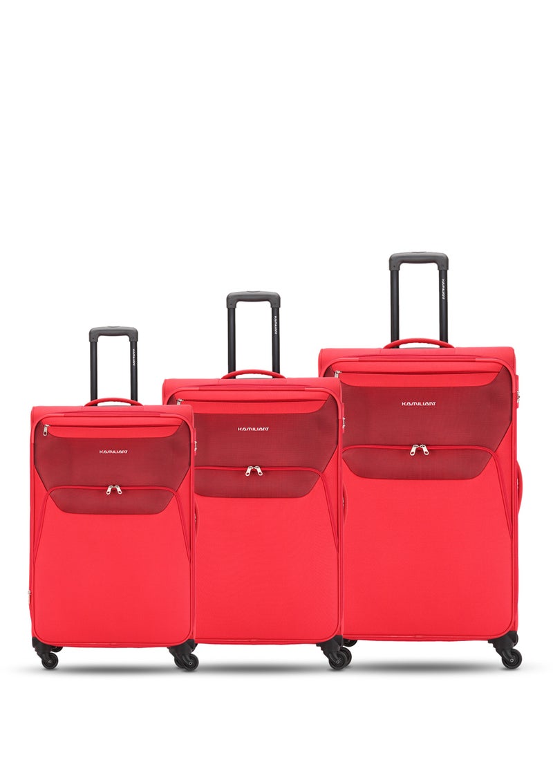 KAMILIANT - KAMILIANT BALI 3PCS SET hardside Luggage sets with Spinner wheels - Cabin,Medium,Large - Red - Image 1