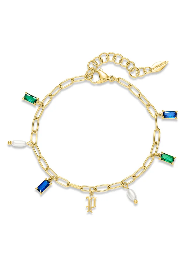 POLICE Ayara Bracelet for Women Multi-Crystal Charms with Iconic P Logo