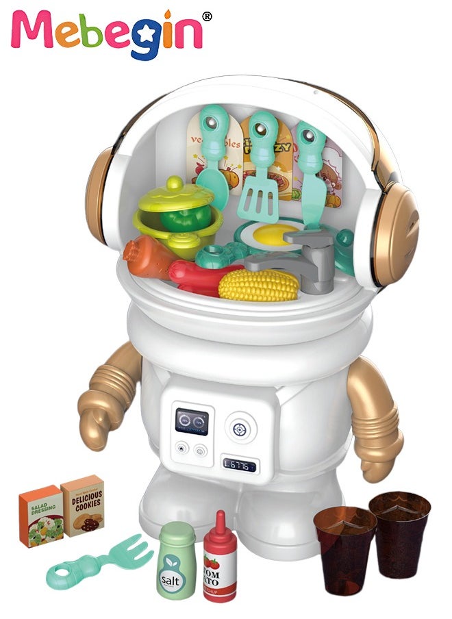 MEBEGIN 27 Pcs Cooking Space Play House, Astronaut-shape Kitchen Playset, Colorful Pretend Kitchen Toys, Rich Kitchen Accessories Playset for Kids Aged 3+, Ideal Kid Gift Choice  - Image 3