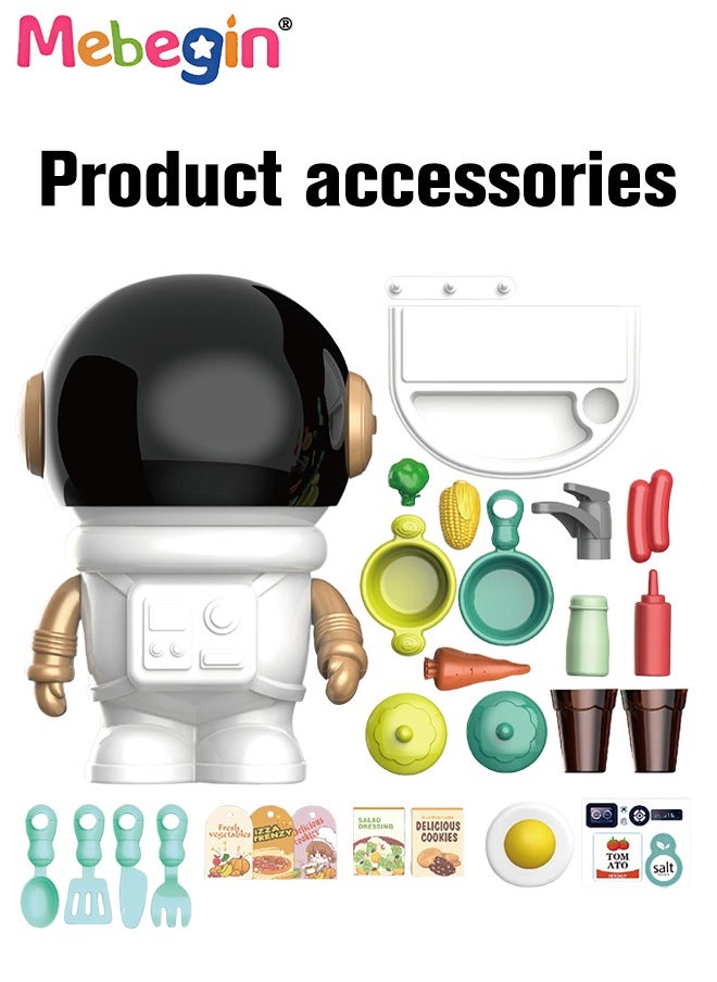 MEBEGIN 27 Pcs Cooking Space Play House, Astronaut-shape Kitchen Playset, Colorful Pretend Kitchen Toys, Rich Kitchen Accessories Playset for Kids Aged 3+, Ideal Kid Gift Choice  - Image 2