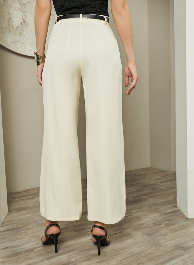 ستايلي بنطلون واسع بخصر متوسط وحزام - Image 4