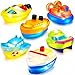 Yeonhatoys Bath Toys 6 Packs Light up Boat Floating Rubber Set Flashing Color Changing Light in Water Tub Gift for Baby Infant Toddler Child Kid Bathtub Ship Toy for Bathroom Shower Game Swimming Pool Party - Image 2