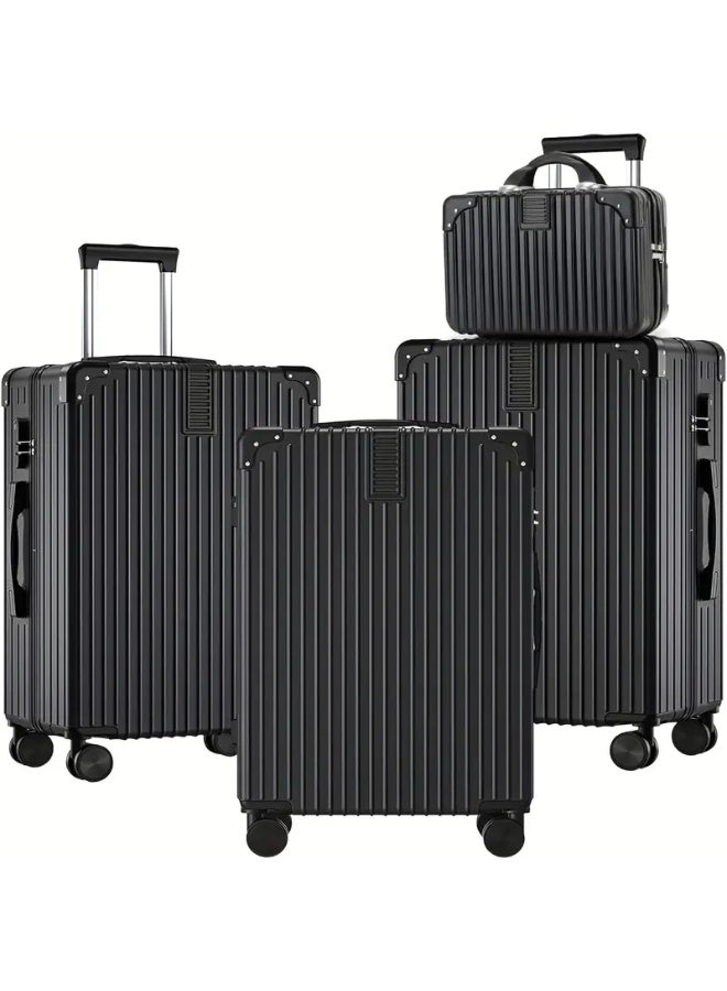 OHAHO Black 4 Piece Luggage Set (14/20/24/28 Inch) Hardshell Suitcase Set with 360° Spinner Wheels PC+ABS Durable Lightweight Travel Luggage Sets for Men & Women Best Luggage for Air Travel - Image 1