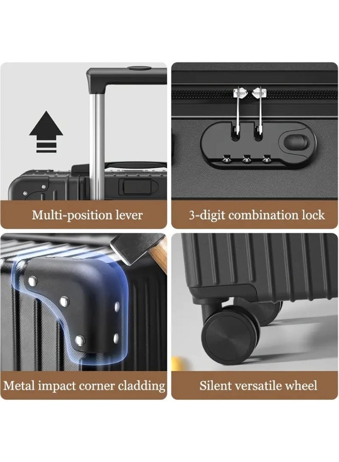 OHAHO Black 4 Piece Luggage Set (14/20/24/28 Inch) Hardshell Suitcase Set with 360° Spinner Wheels PC+ABS Durable Lightweight Travel Luggage Sets for Men & Women Best Luggage for Air Travel - Image 4