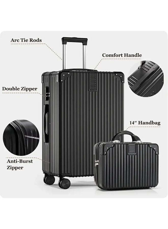 OHAHO Black 4 Piece Luggage Set (14/20/24/28 Inch) Hardshell Suitcase Set with 360° Spinner Wheels PC+ABS Durable Lightweight Travel Luggage Sets for Men & Women Best Luggage for Air Travel - Image 2