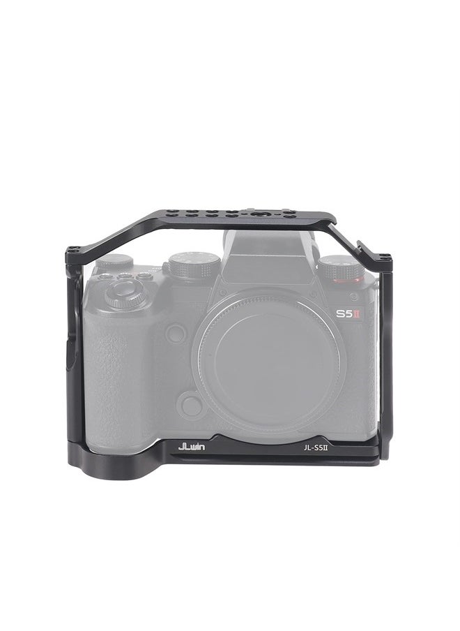 Hersmay - Lumix S5 II S5 IIX Cage with Top Handle, Hersmay Aluminium Camera Cage for Panasonic LUMIX S5 II / S5 IIX Mirrorless Camera, Built-in Cold Shoe & NATO Rail, Quick Release Plate for Arca Swiss - Image 1