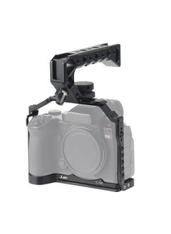 Lumix S5 II S5 IIX Cage with Top Handle, Hersmay Aluminium Camera Cage for Panasonic LUMIX S5 II / S5 IIX Mirrorless Camera, Built-in Cold Shoe & NATO Rail, Quick Release Plate for Arca Swiss