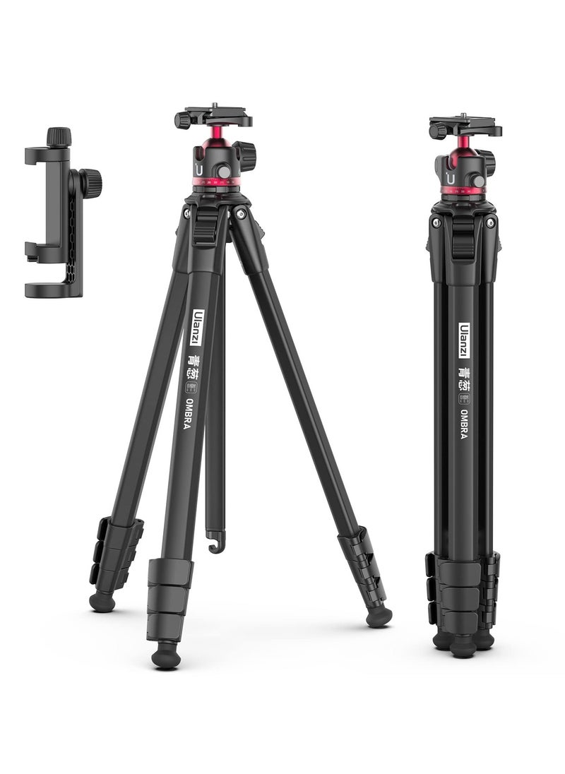 Ulanzi ULANZI MT-55 Ombra Travel Tripod, 62.2" Professional Camera Tripod, Aluminum Tripod W/ 360° Ball Head&Quick Release Plate, Max Load 17.6 LB for Nikon Canon DSLR Camcorder, Phone Holder Included  - Image 1
