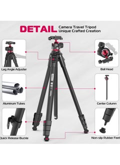 Ulanzi ULANZI MT-55 Ombra Travel Tripod, 62.2" Professional Camera Tripod, Aluminum Tripod W/ 360° Ball Head&Quick Release Plate, Max Load 17.6 LB for Nikon Canon DSLR Camcorder, Phone Holder Included  - Image 2