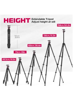 Ulanzi ULANZI MT-55 Ombra Travel Tripod, 62.2" Professional Camera Tripod, Aluminum Tripod W/ 360° Ball Head&Quick Release Plate, Max Load 17.6 LB for Nikon Canon DSLR Camcorder, Phone Holder Included  - Image 3