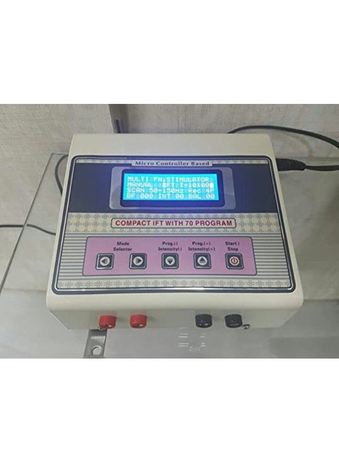 PHYSIOTREX® Physio Solutions White Electro Therapy IFT Machine for Physiotherapy with 70 Program Mini Computerized Compact LCD - Image 1