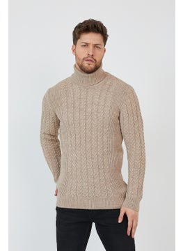 Cool Tarz Cool Style Beige Men's Knitted Patterned Turtleneck Knitwear SWEATER-TRZ8146R05S  - Image 1