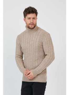 Cool Tarz Cool Style Beige Men's Knitted Patterned Turtleneck Knitwear SWEATER-TRZ8146R05S  - Image 2