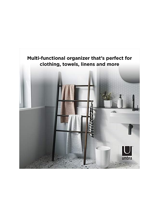 Raxoom Hub Ladder – Adjustable Clothing Rack for Bedroom or Freestanding Towel Bathroom | Expands from 16 to 24 inches with 4 Notched Hooks, Black/Walnut  - Image 4