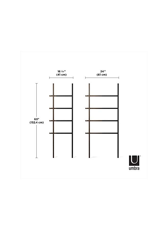 Raxoom Hub Ladder – Adjustable Clothing Rack for Bedroom or Freestanding Towel Bathroom | Expands from 16 to 24 inches with 4 Notched Hooks, Black/Walnut  - Image 3