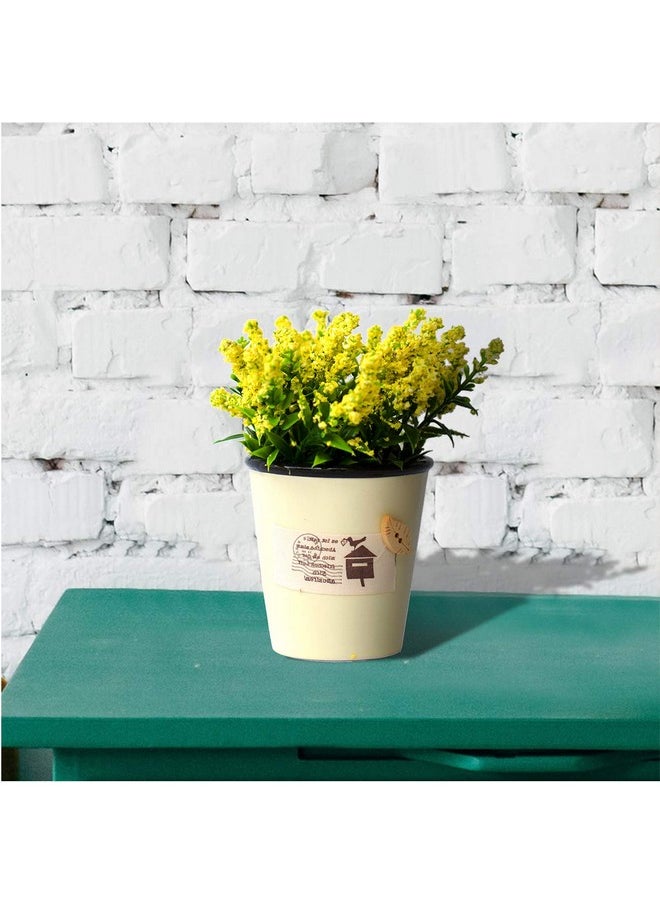 Art Street - Art Street Artificial Flowers/Plants/Lilac Yellow Flower in Ceramic Pot/Planter for Home, Garden Decor Decoration Gift Gifting - Yellow - Image 1