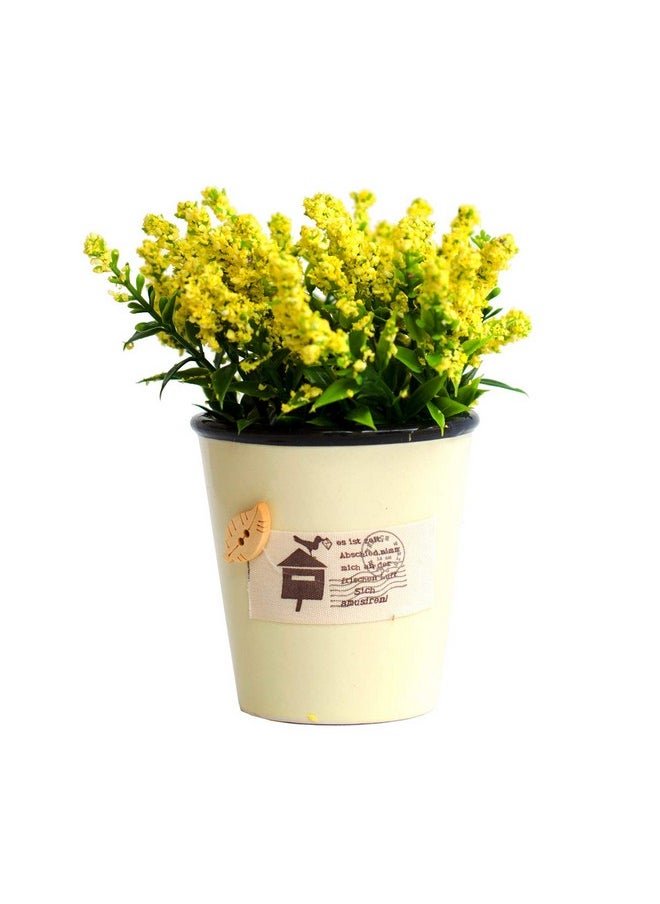 Art Street - Art Street Artificial Flowers/Plants/Lilac Yellow Flower in Ceramic Pot/Planter for Home, Garden Decor Decoration Gift Gifting - Yellow - Image 1