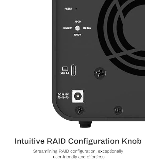 rayihni حاوية D5 هجين HDD NVME - USB 3.2 جين 2 10GBPS نوع C 5BAي تخزين USB تدعم RAID 0/1/قرص فردي/JBOD مجموعة الأقراص الهجينة الحصرية 2+3 RAID (بدون قرص) - Image 3