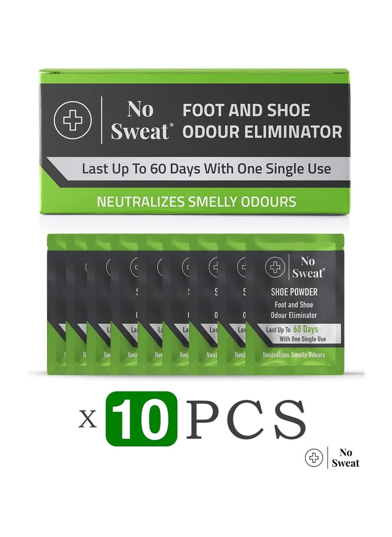 No Sweat - Foot And Shoe Odour Eliminator - Lasts Up To 60 With One Single Use - Salty Structure - Suitable Care For Athlete's Foot- Neutralizes Smelly Odours - No Mess -1 Box X10 Sachets - Image 1