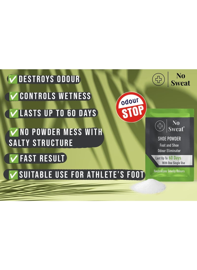 No Sweat - Foot And Shoe Odour Eliminator - Lasts Up To 60 With One Single Use - Salty Structure - Suitable Care For Athlete's Foot- Neutralizes Smelly Odours - No Mess -1 Box X10 Sachets - Image 1
