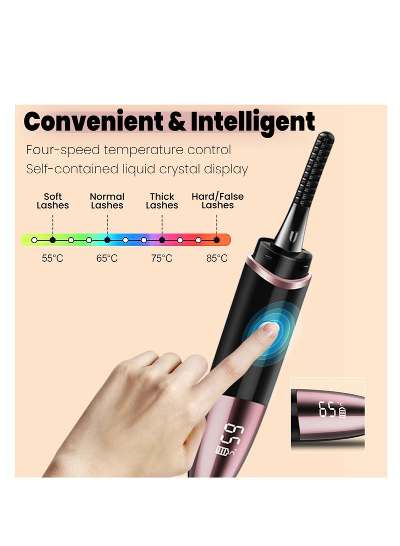 SYOSI Heated Eyelash Curlers, Rechargeable Electric Eyelash Curler with Type-C, Fast Heating Eye Lash Curler with 4 Heating Modes, Anti-Burn Mini Lash Curler with LED Display, for Home Work Travel - Image 3