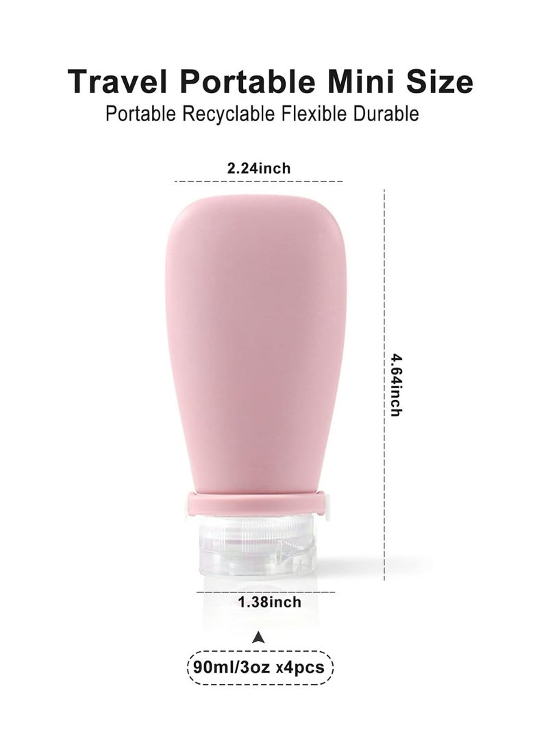 Oasisgalore Leak Proof Travel Bottles for Travel Size Toiletries Travel Containers for Shampoo Lotion Soap Liquids (4Pack 3oz)  - Image 3