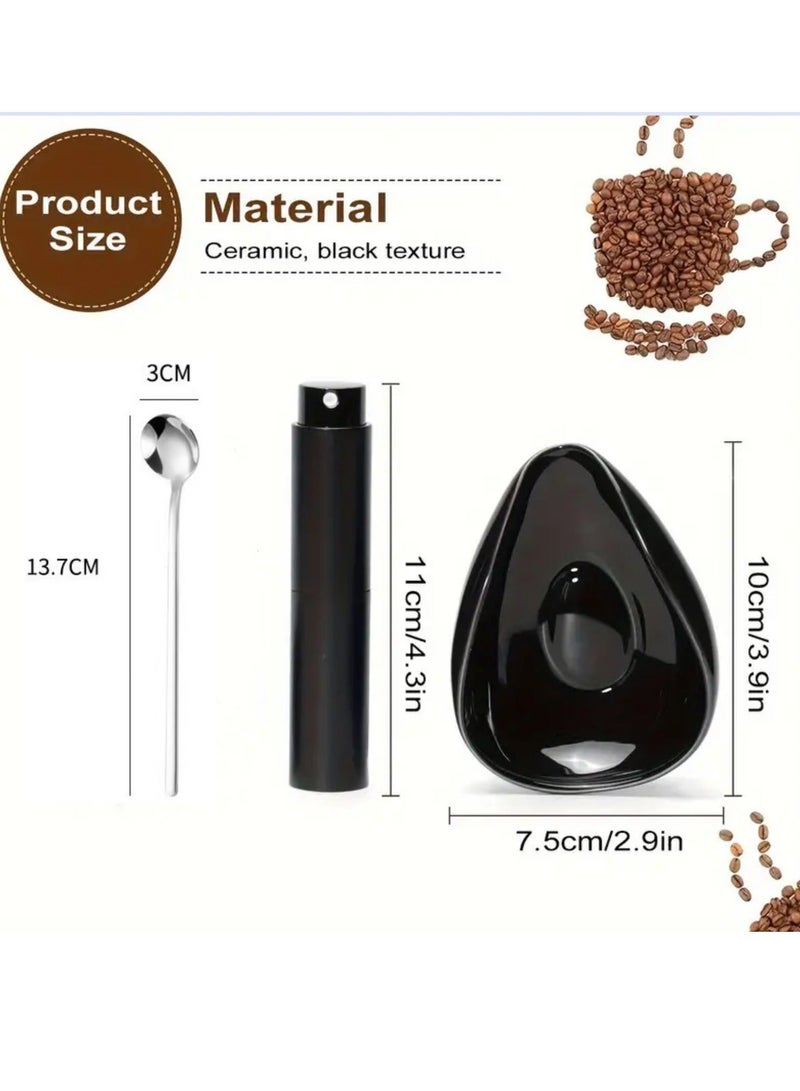 هومستر صينية حبوب القهوة وزجاجة رش وملعقة RDT طقم مكون من 3 قطع، ملحقات بار القهوة، وعاء جرعات السيراميك، قياس جرعة واحدة، هدية لمحبي - Image 4