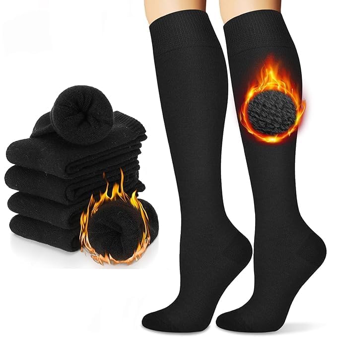 ULTRINA Wool Thigh High Socks for Women – Thick Warm Knitted Thermal Winter Socks | Knee Length Long Socks, Boot Cuffs & Leg Warmers | Free Size Stockings (1 Pair) - Image 1