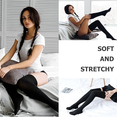ULTRINA Wool Thigh High Socks for Women – Thick Warm Knitted Thermal Winter Socks | Knee Length Long Socks, Boot Cuffs & Leg Warmers | Free Size Stockings (1 Pair) - Image 4