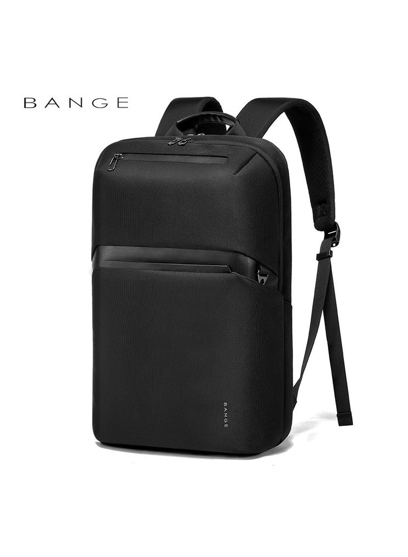 BANGE 7715 Waterproof Unisex Travel Laptop Backpack with USB Charging Black 15.6 inch Black