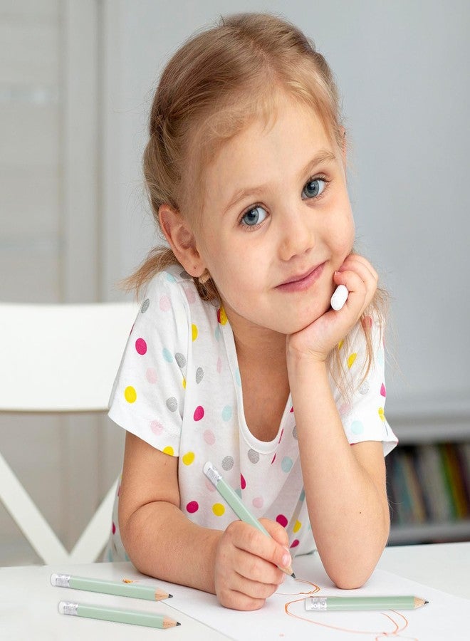 Whaline 50Pcs Sage Green Pencil with Erasers Pastel Short Writing Pencils Half Pencils for School Office Stationery Supplies, 4 in - Image 4