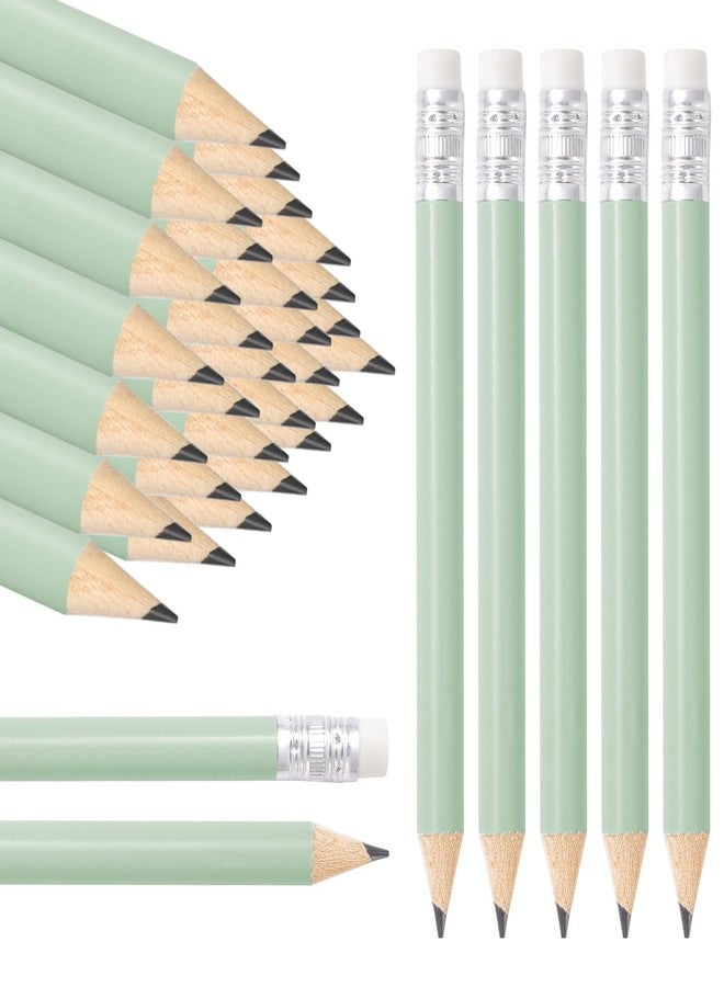 Whaline 50Pcs Sage Green Pencil with Erasers Pastel Short Writing Pencils Half Pencils for School Office Stationery Supplies, 4 in - Image 1