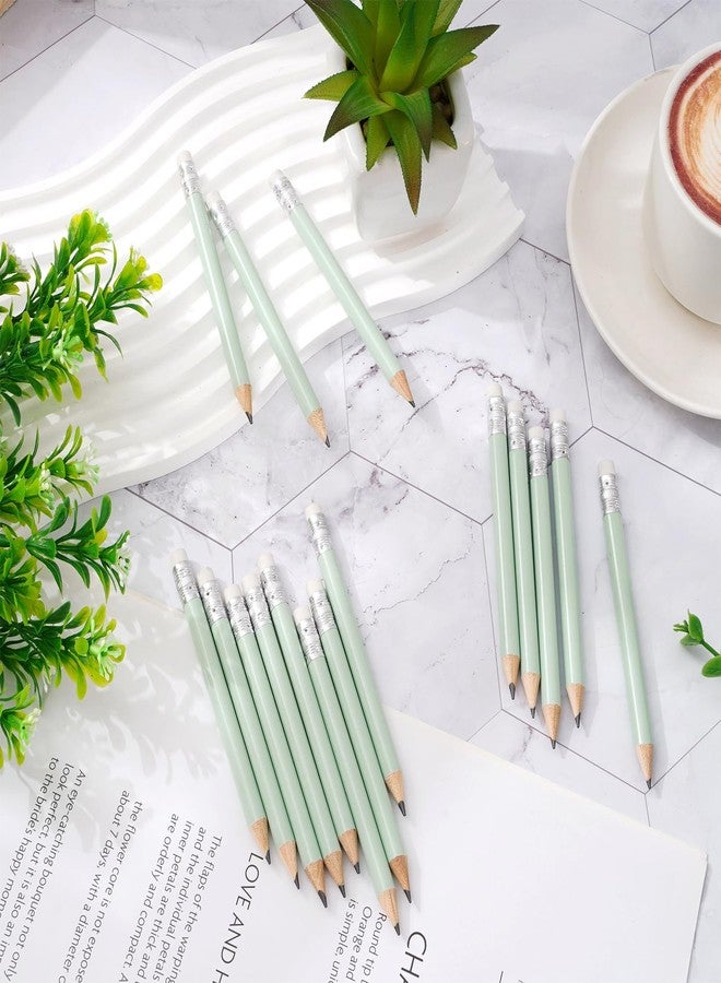 Whaline 50Pcs Sage Green Pencil with Erasers Pastel Short Writing Pencils Half Pencils for School Office Stationery Supplies, 4 in - Image 3