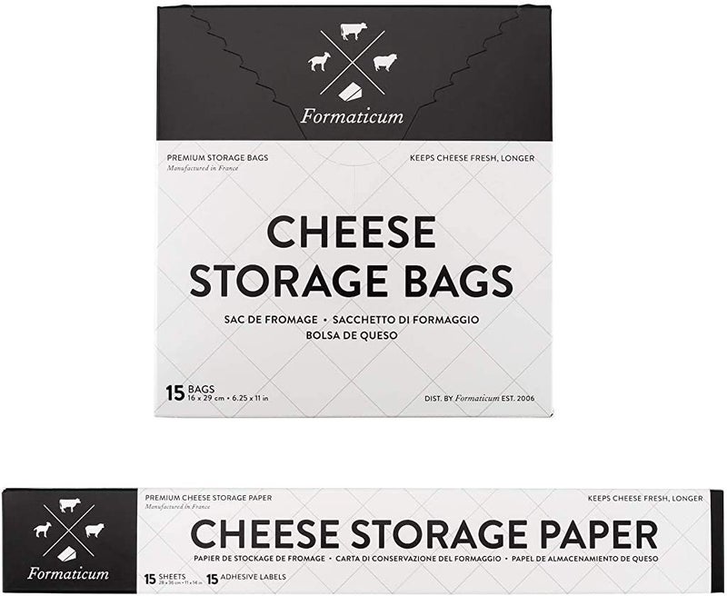 Formaticum Formaticum Cheese Storage Bags With Wax Paper  Adhesive Labels  Porous Brown Wrapping Sheets 6 x 11 15 x Bags Sheets  Labels 