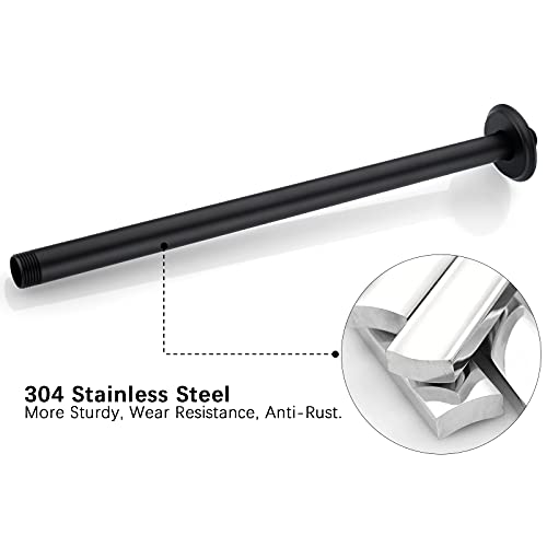 Anpean 16 Inch Shower Arm and Flange Matte Black, Ceiling Mounted Shower Arm for Rain Shower Head - Image 5
