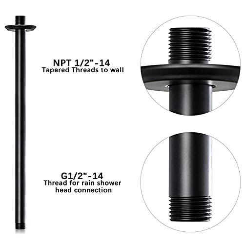 Anpean 16 Inch Shower Arm and Flange Matte Black, Ceiling Mounted Shower Arm for Rain Shower Head - Image 4