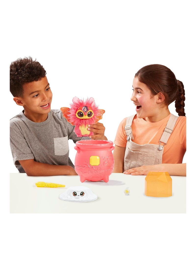 Magic Mixies - Magic Mixies Magical Gem Surprise Fire Magic Cauldron - Reveal a Non-Electronic Mixie Plushie and Magic Ring with a pop up reveal from the Fizzing Cauldron - Image 1