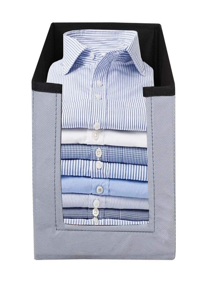 ink craft منظم خزانة ملابس InkCraft Shirt Stacker للقمصان والملابس، حقيبة تخزين ملابس، حقيبة تخزين للساري واللينغا والجينز مع حقيبة قابلة للطي موفرة للمساحة - عبوة من 6 قطع (رمادي، أسود) - Image 2