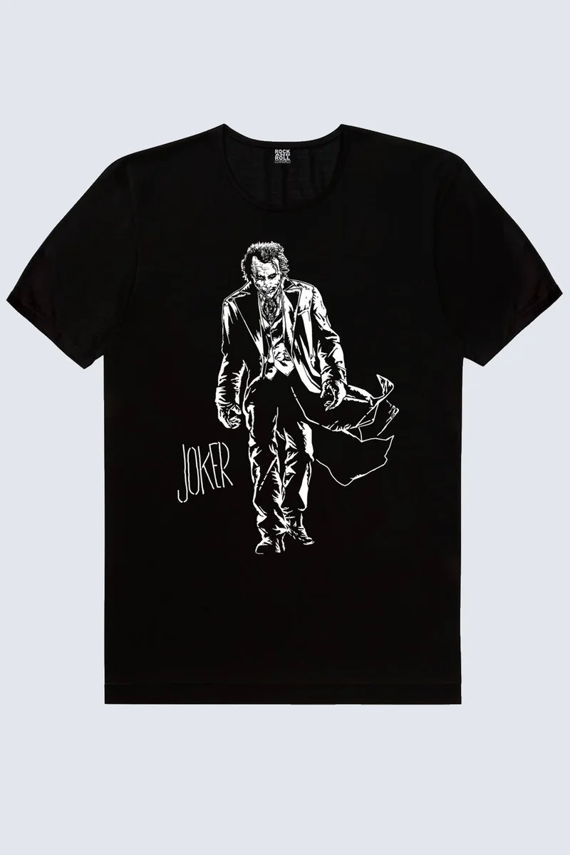 روك اند رول Joker Black Short Sleeve Women's T-Shirt with Coat