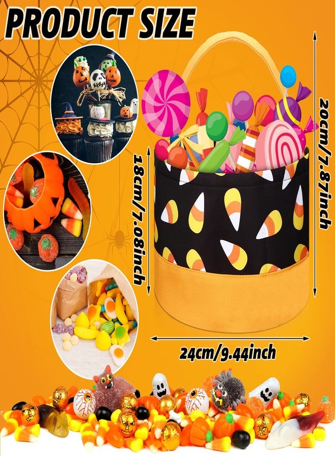 Kajaia 3 Pcs Halloween Bags Pumpkin Bucket Candy Buckets for Kids Halloween Treat Baskets Goody Bags(Corn Bat Dot) - Image 2