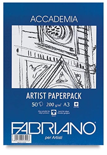 Fabriano Accademia Drawing paper,200 GSM, Size A3, 50 Durable Sheets | Ideal for drawing, Sketching, Mandala, Shading Art, Students, School, Office - Image 1