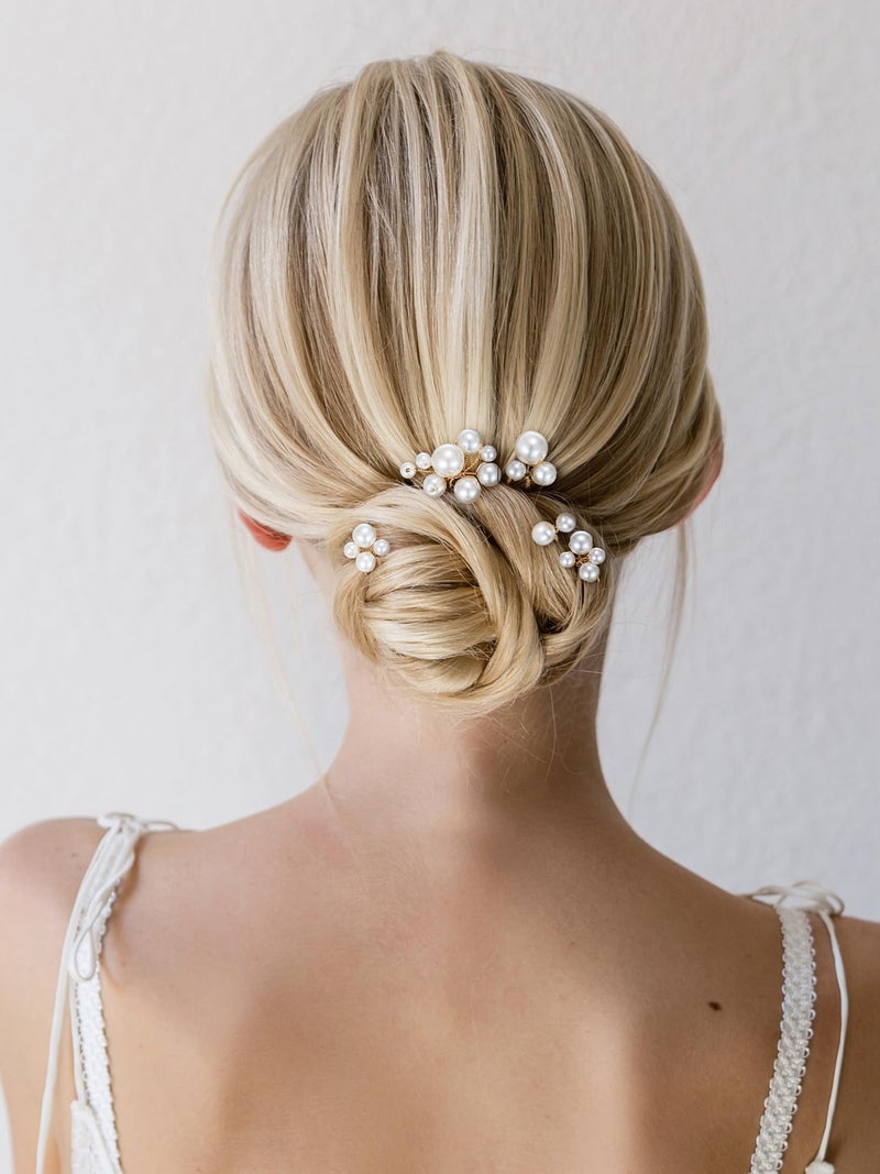SWEETV 9 Pieces Bride Hair Accessories Pearl Wedding Hair Pins Leaf Bridal Hair Piece Vintage Hair Headpiece Leaf Hair Clips Jewelry for Women Bridesmaids Brides Flower Girls - Image 2