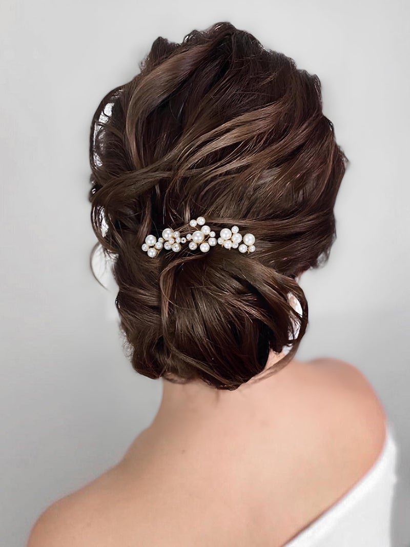 SWEETV 9 Pieces Bride Hair Accessories Pearl Wedding Hair Pins Leaf Bridal Hair Piece Vintage Hair Headpiece Leaf Hair Clips Jewelry for Women Bridesmaids Brides Flower Girls - Image 3